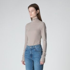 Turtle Neck Solid T-Shirts in Beige VW2AE327-91