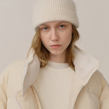 킨더살몬 Angora Knit Beanie Cream
