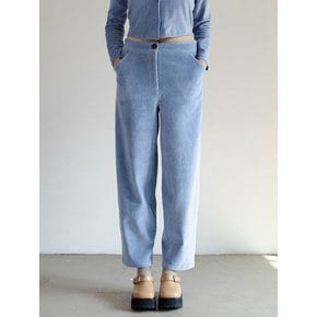 VELOUR TAPERED PANTS_ASH BLUE