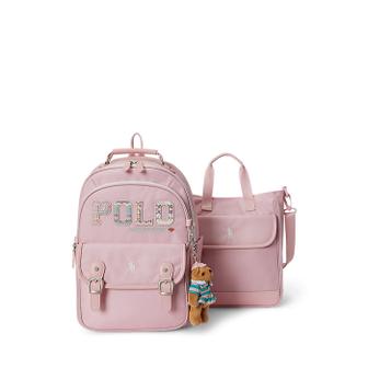 폴로 랄프 로렌 폴로 키즈 여아 7-16세 로고 플로럴 백팩 앤 슈즈 백 세트(CWPOACCG9P20031650)