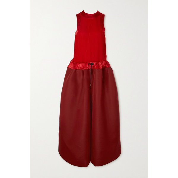 Silk And Wool-blend Trimmed Tiered Crepe Maxi Dress 레드 46376663162567325