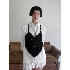 Handmade Crochet Tassel Vest (BLACK)