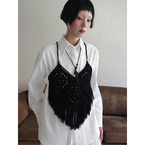 Handmade Crochet Tassel Vest (BLACK)