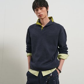 UNISEX 배색 카라 헨리넥 니트 [DEEP NAVY] / GF1UKP007-MAN