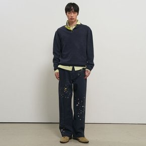UNISEX 배색 카라 헨리넥 니트 [DEEP NAVY] / GF1UKP007-MAN