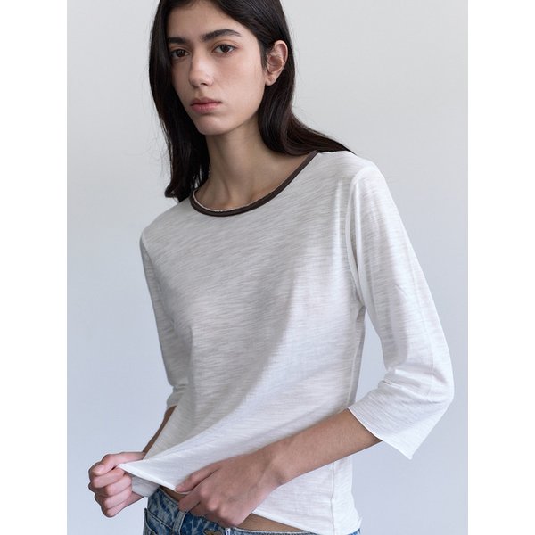 Two-tone Slub tee_ white