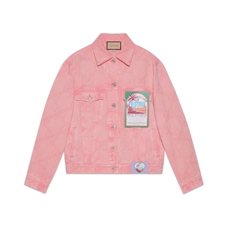 구찌 캘리포니아 GG 슈프림 패턴 데님 재킷 핑크