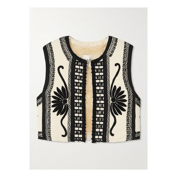 앰브로스 크롭 비즈 장식 자수 코튼 캔버스 베스트 크림 1647597350564389