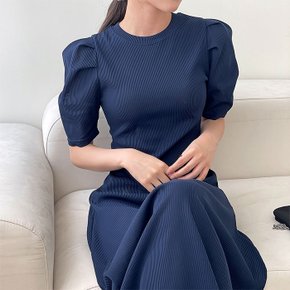 슬림 퍼프 반팔 롱 원피스_M1860