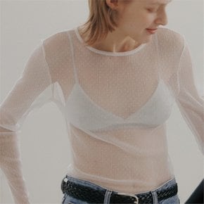 dot mesh wrinkled top (2colors)