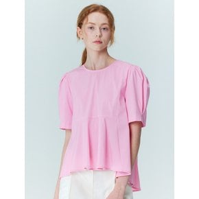 Back Ribbon Detail Peplum Blouse_Pink