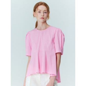 오프닝선샤인 Back Ribbon Detail Peplum Blouse_Pink