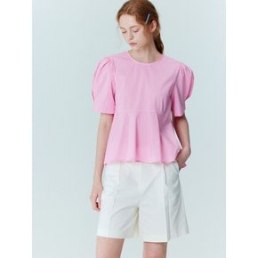 Back Ribbon Detail Peplum Blouse_Pink