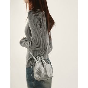 String cross bag _ Glittery silver