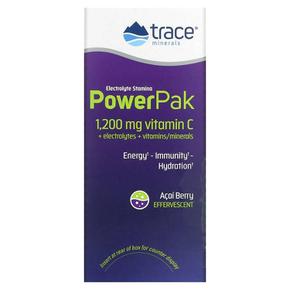 미국직구 Trace Minerals 트레이스미네랄 파워팩 1200mg 비타민C 아사이 베리맛 5.2g 30봉