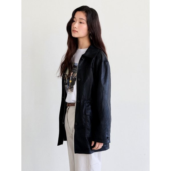 Chic Leather Half Jacket (BLACK)