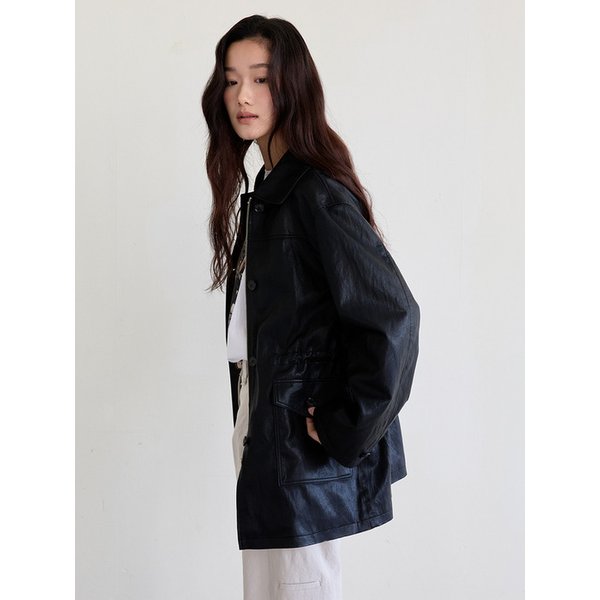 Chic Leather Half Jacket (BLACK)