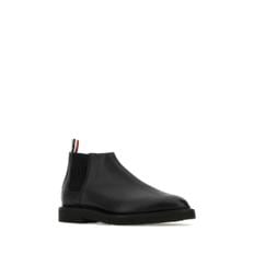 Black leather ankle boots BLACK