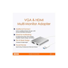 j5 create JUA360 USB3.0 to Dual VGA & HDMI 디스플레이 어댑터 -