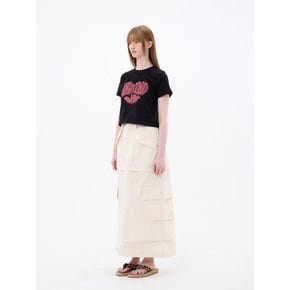 DOUBLE CUT CAGO SKIRT / IVORY