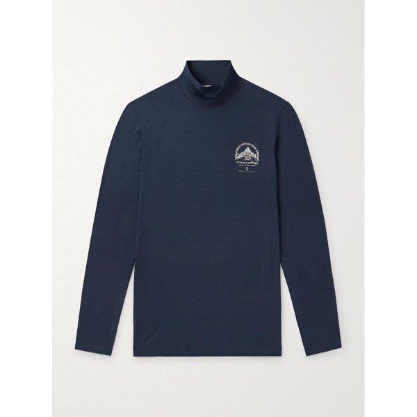 브루넬로쿠치넬리 슬림핏 로고 프린트 실크 블렌드 롤넥 스웨터 46376663162902653