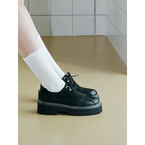 ljh083-7 platform lace-up loafers _ black