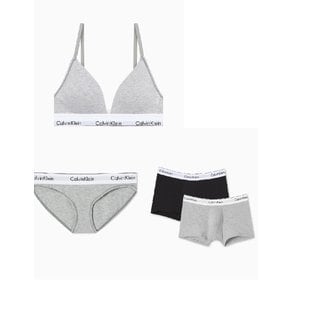 Calvin Klein Underwear 모던코튼 트라이앵글 브라+팬티 남성드로즈 2PK 커플세트(020 QF5650 F3787AD NB3985UJH)