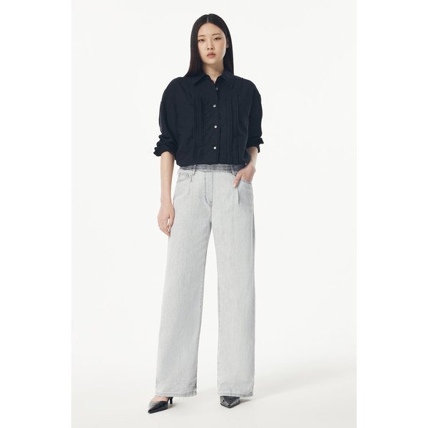 밴딩 루즈 와이드 데님 팬츠 7115255306170