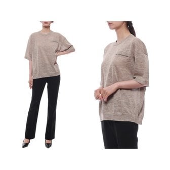 부르넬로쿠치넬리 25SS 여성 모닐리 린넨 혼방 반팔 니트 (M8Q202940 C6898 25S)