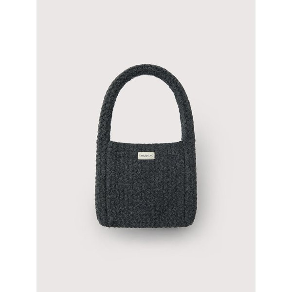 Wool boucle mini bag_Graphite