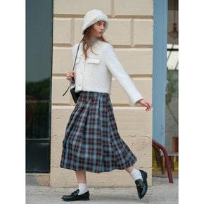 Cest_Plaid irregular pleated skirt