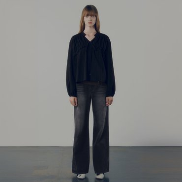 레이브 Washing Wide Denim Pants in Black VJ4XL151-10