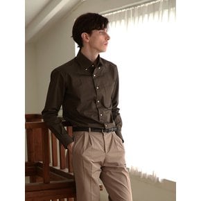 Essential Gaberdine cotton shirts (Dark Brown)