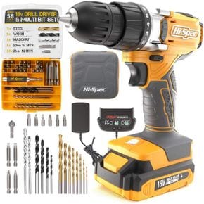 영국 블랙앤데커 드릴세트 HiSpec 58pc 18V Cordless Power Drill Driver Bit Set Case Yellow f