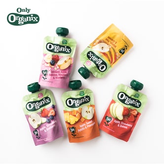 오가닉스 코리아 [공식판매처] 오가닉스 퓨레 유기농 생과일 아기간식 초기 이유식 (사과,고구마&파인애플) 1박스