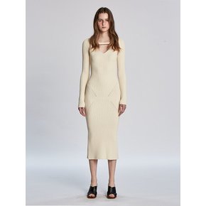 RIBBED KNIT BOLERO AND DRESS SET (CREAM)