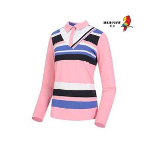 여성 브이 컬러 배색 카라 티셔츠 MMW1TS05_P385091834