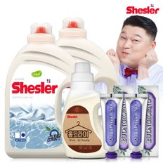 강호동의 쉬슬러 액상 세제 센스티브 3.05L 2개+홈드라이전용 650ml 1개+잇몸케어 치약 100g 2개.