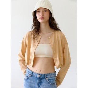 CROP JERSEY SLIT CARDIGAN APRICOT