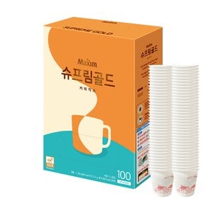 맥심 슈프림골드 커피믹스 100T+종이컵 100개