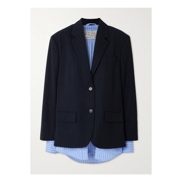 레이어드 스트라이프 트윌 블레이저 네이비 46376663162871088