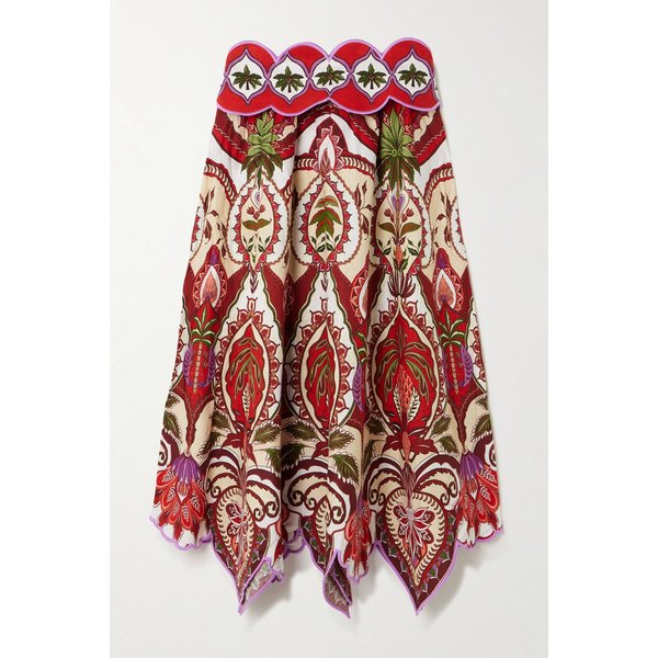 팜리오 오다라 스캘럽 프린트 리넨 블렌드 미디 스커트 46376663162974387