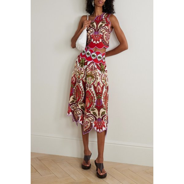 팜리오 오다라 스캘럽 프린트 리넨 블렌드 미디 스커트 46376663162974387