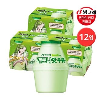 빙그레 메로나맛우유 단지우유 240ml 12입