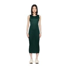 플리츠플리즈 그린 뉴 컬러풀 베이직 3 미디 드레스 PP47JH810 69 Dark Green