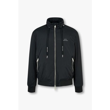ARMANI EXCHANGE 남성 히든 후드 하이넥 패디드 자켓(A414310103) 블랙