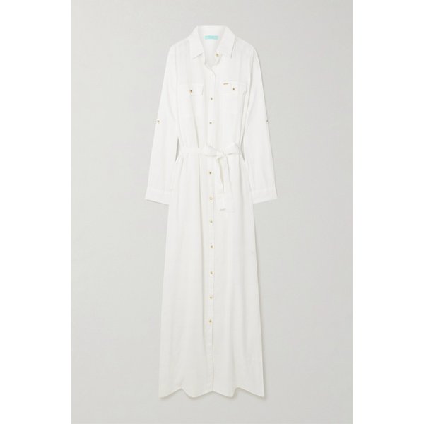 멜리사 오다바시 다르시 벨티드 코튼 리넨 블렌드 맥시 셔츠 원피스 46376663163011797