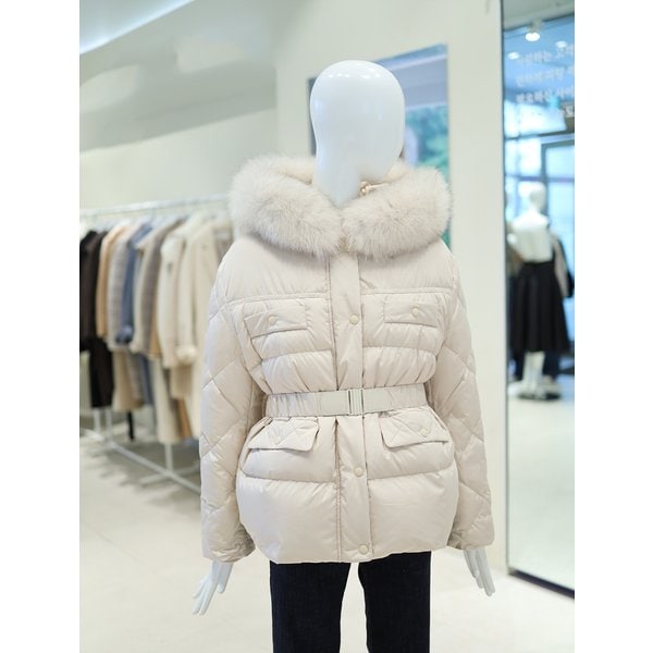 [여주점] 여성 폭스퍼 후드 벨트 구스다운 점퍼 YP4WM104
