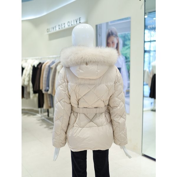 [여주점] 여성 폭스퍼 후드 벨트 구스다운 점퍼 YP4WM104