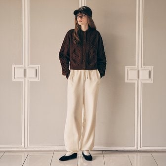 로라로라 VELVET LACE TRACK PANTS IVORY